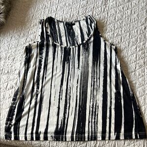 Kenneth Cole New York Black and White Striped Tank Top